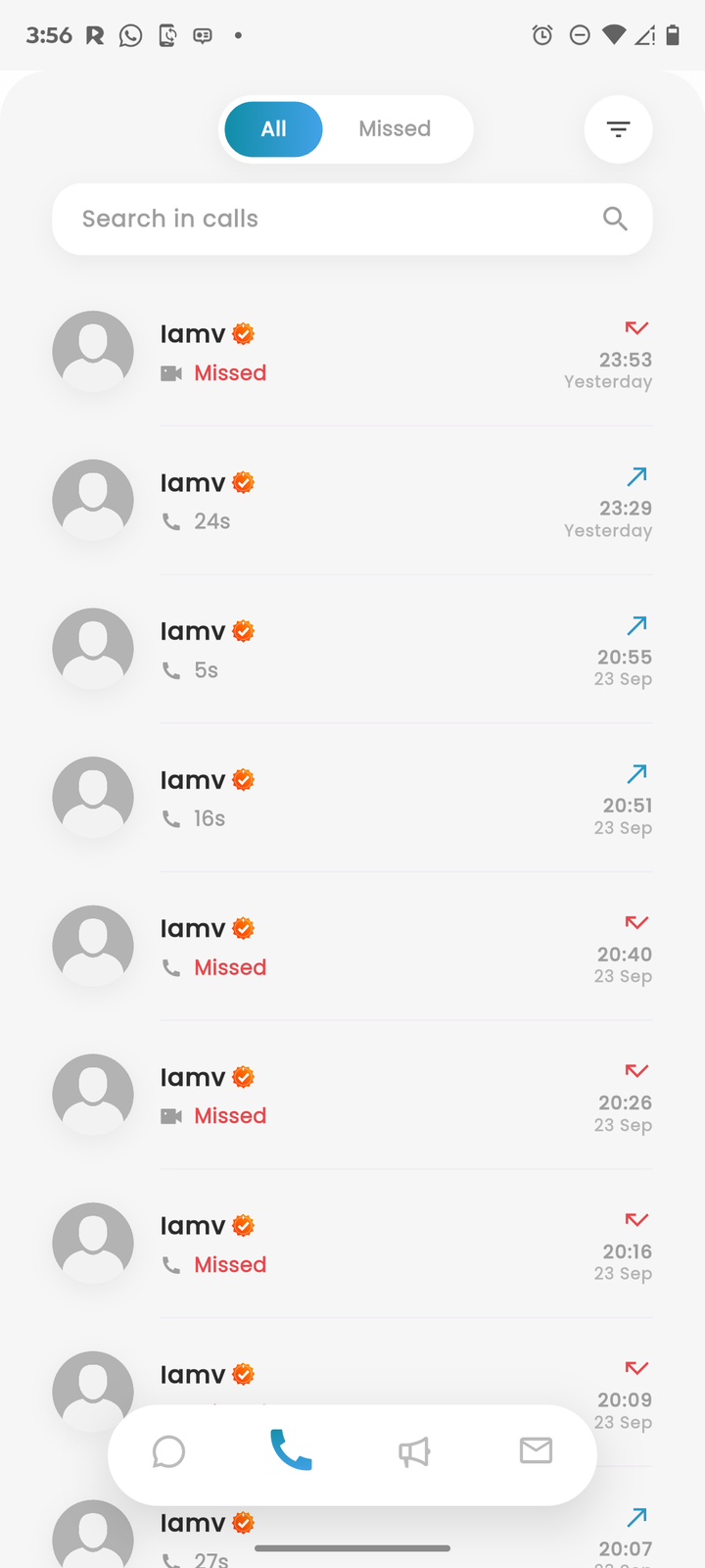 The Burner calls list.