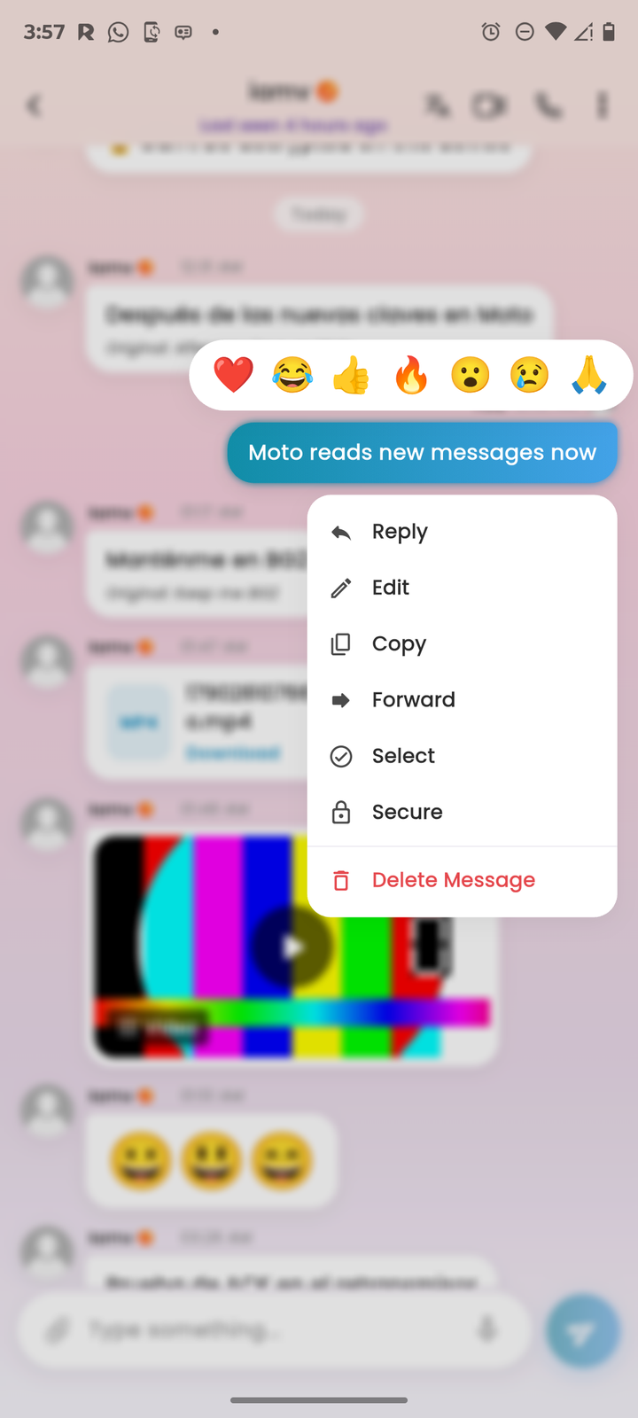 A chat with a secured message that the other person can't delete without approval.